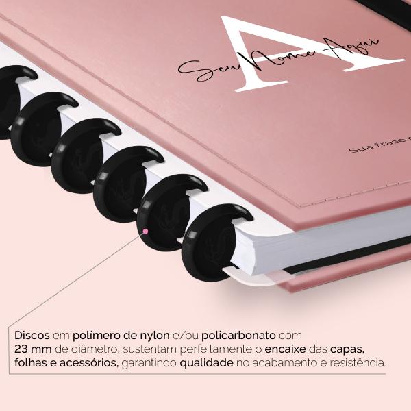 Caderno De Disco Prime Personalizado Iscool Moderna Letra Metallic Rosê Pold P
