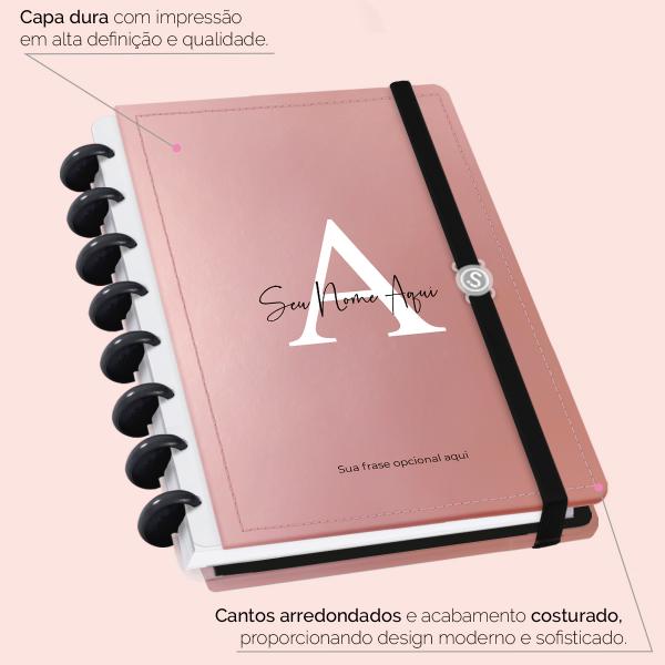 Caderno De Disco Prime Personalizado Iscool Moderna Letra Metallic Rosê Pold P