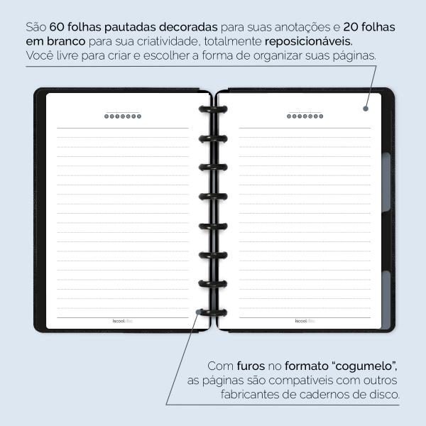 Caderno De Disco Prime Personalizado Iscool Spot Touch 80 Fl. Couro Preto P