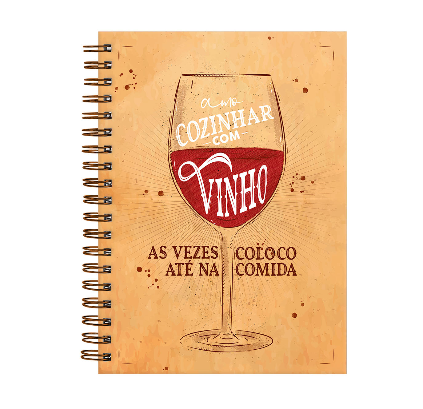 Caderno De Receitas Cozinhar Com Vinho Old School Marrom