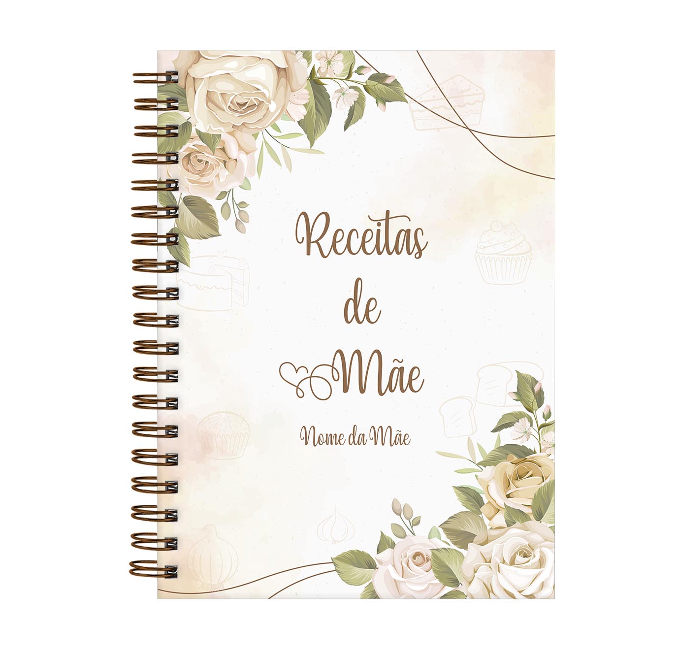 Caderno Personalizado de Receitas De Mãe Floral