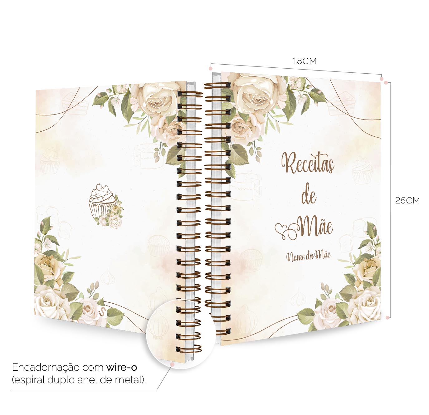 Caderno Personalizado de Receitas De Mãe Floral